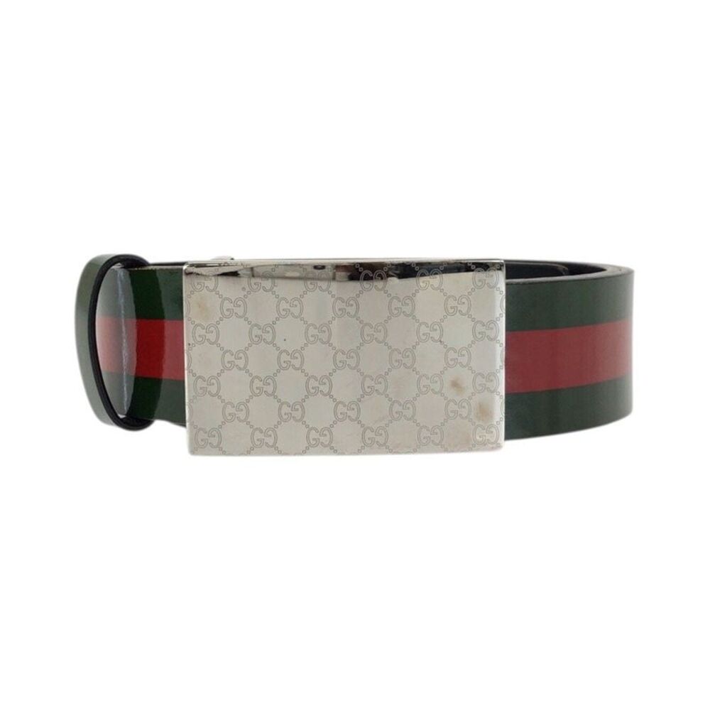 GUCCI GG Pattern Web Stripe Leather Belt